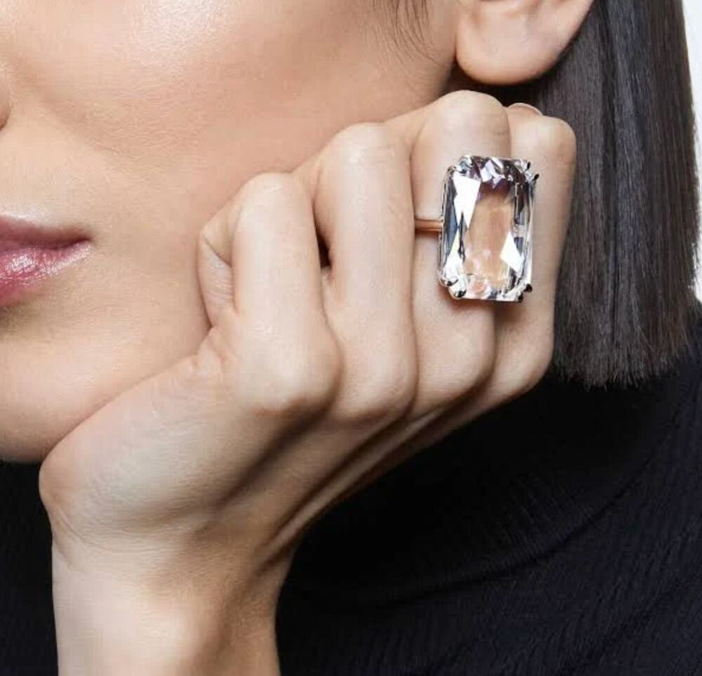 Swarovski Mesmera Octagon Cut Cocktail Ring White Size 55 / US 7